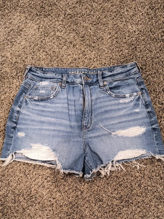 American Eagle Outfitters Light Blue Distressed Jean Shorts - Picture 1 of 5